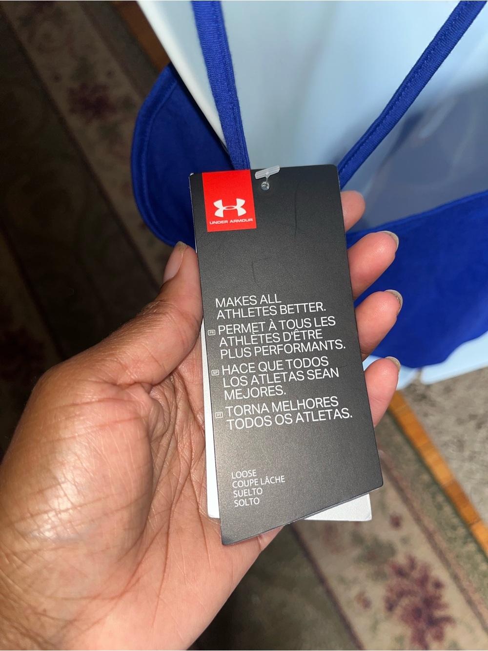 NWT Under Armour Strappy Cami Workout Tank Top Royal Blue Heat Gear 1325102 - Picture 4 of 9
